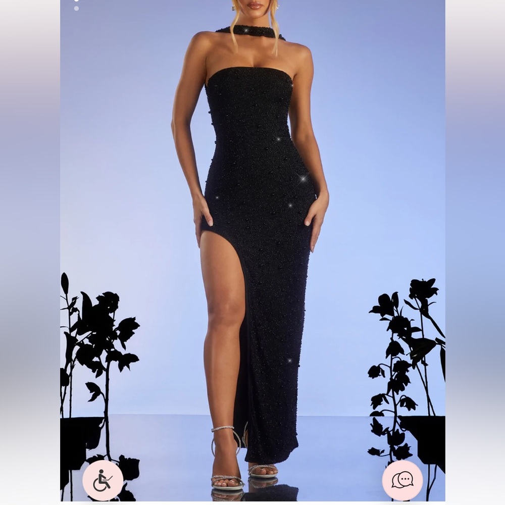 OH POLLY EMBELLISHED BLACK DRESS